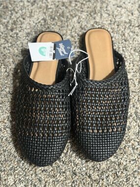 Target Black Woven Slide Mules